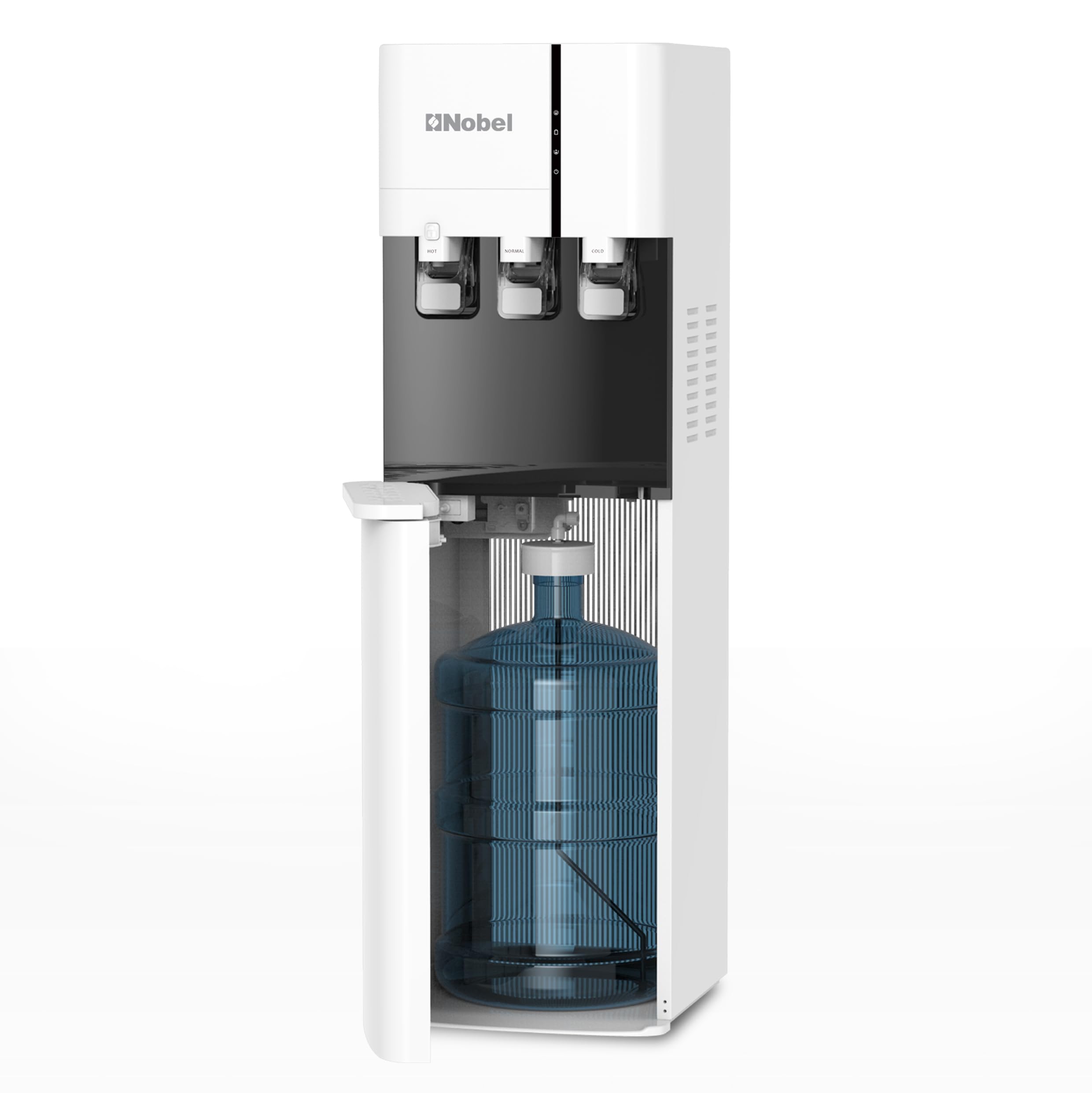 Nobel Water Dispenser, 3 Taps, Hot, Normal, Cold, Bottom Loading, Child Safety Lock NWD800BL White