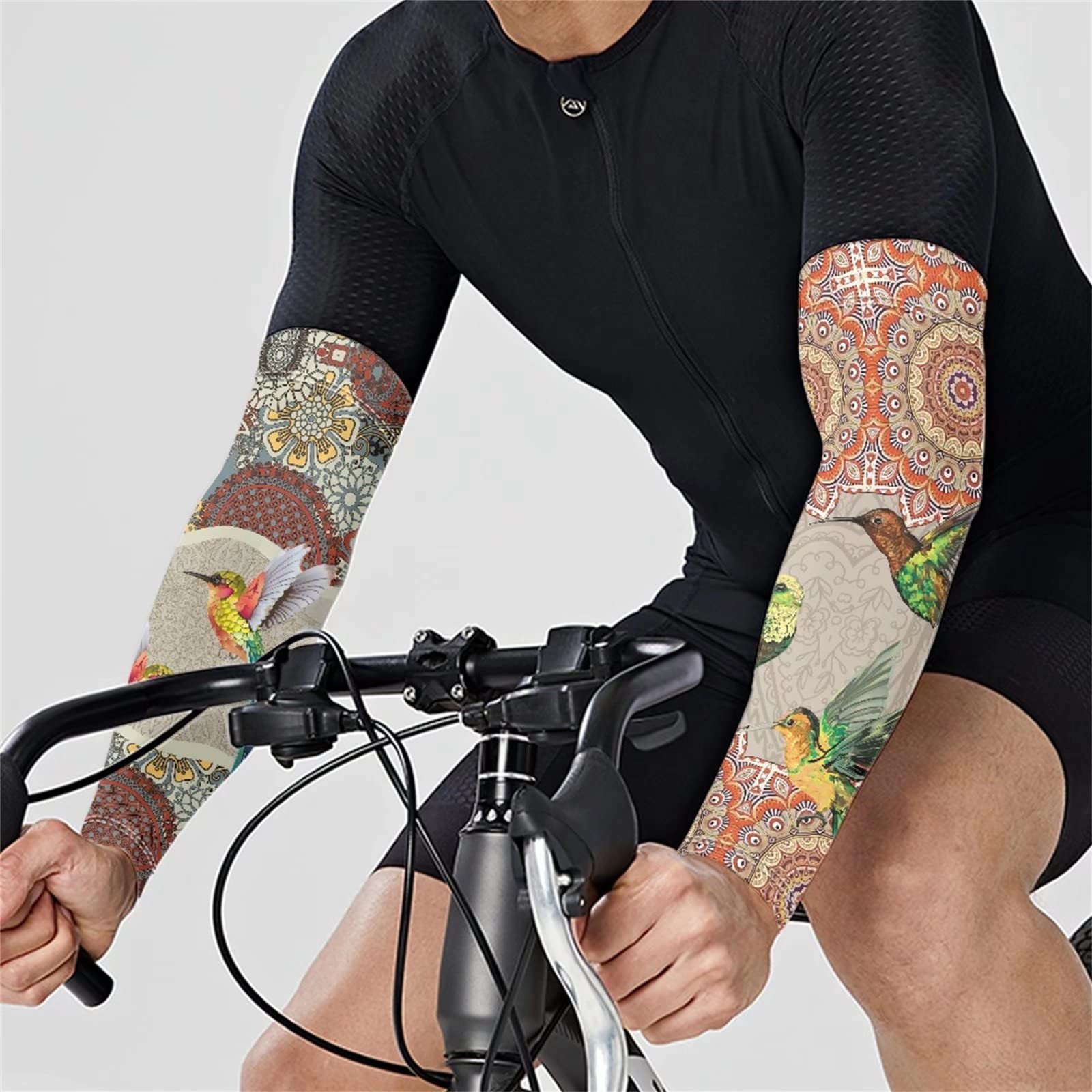 Xpyiqun Boho Hummingbird Sleeves to Cover Arm for Women Cooling Arm Cover Sun UV Protection Framers Sleeves for Gardening Youth Compression Sport Sleeves for Baseball Basketball Golfing