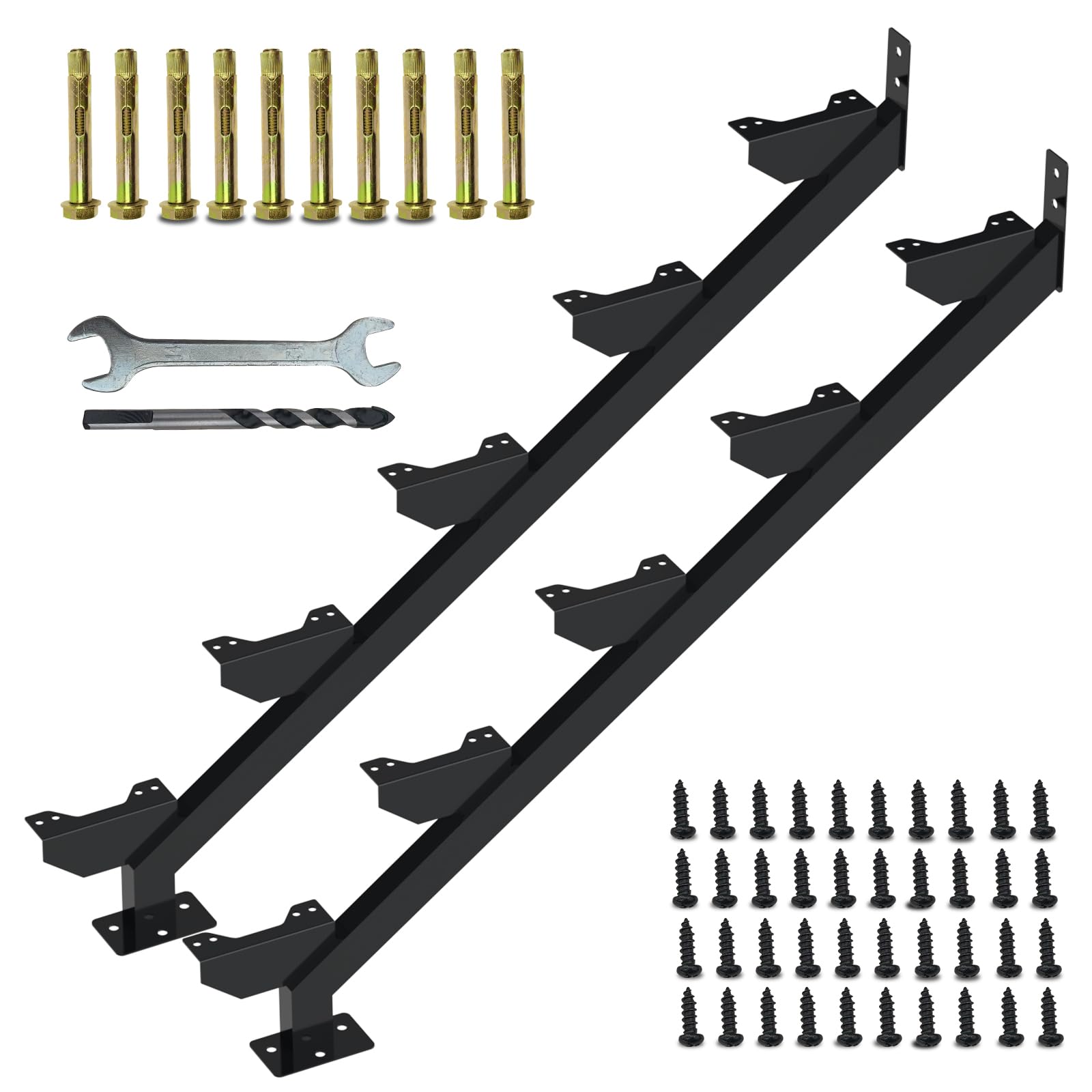 2 Pack Steel Stair Stringer, 5 Steps Stair Riser, Outdoor Metal Step Stringers for 32.5 Inch Height Deck.