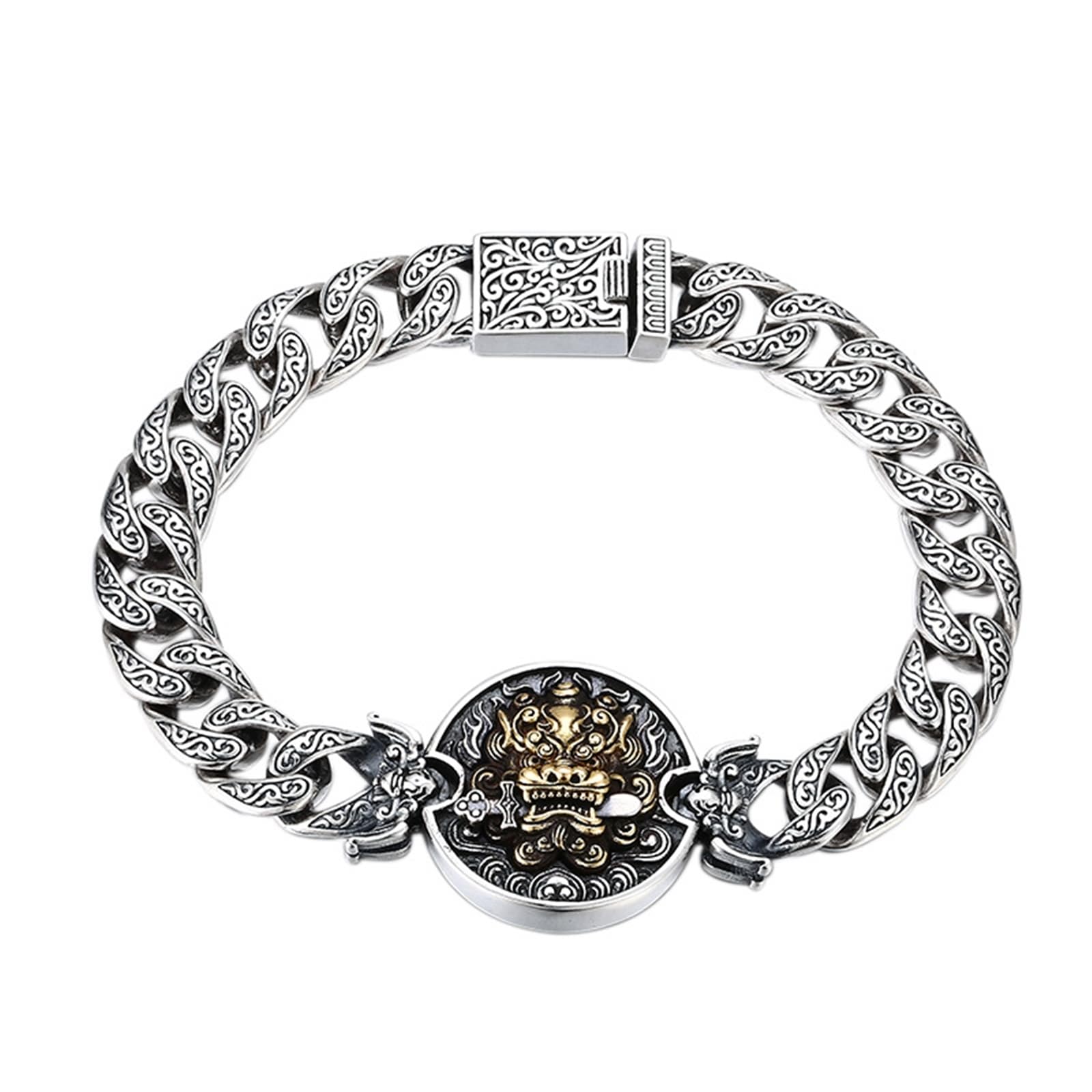 Pulsera para hombre de plata de ley S925, cadena cubana