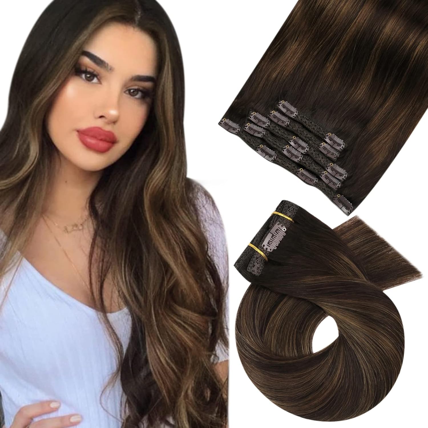 Moresoo Clip in Extensions Echthaar Haarverlängerung Echthaar Extensions Clip