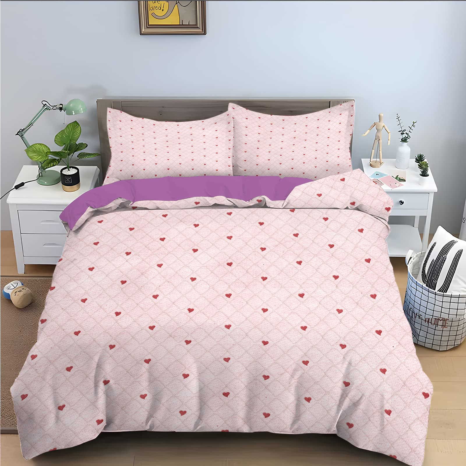 Housse de Couette 240x260 cm Fermeture Éclair anti-glissement microfibre