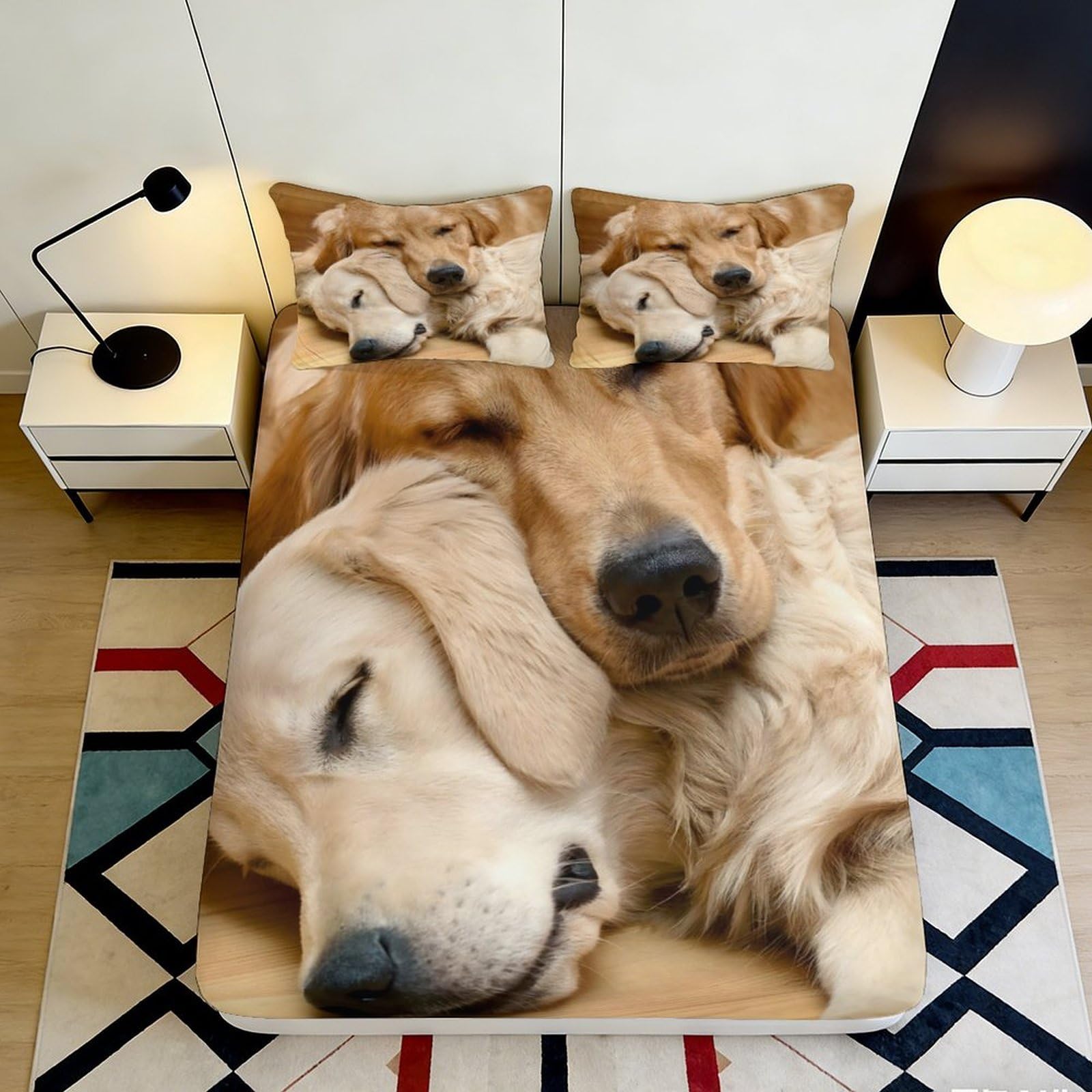 Pnayamiorkfel Style-7 3D Printed Golden Retriever Dog Fitted Sheet Microfiber Non-Slip Bed Cover For Bedroom Guest Room Dorm Decor 90X200x25cm