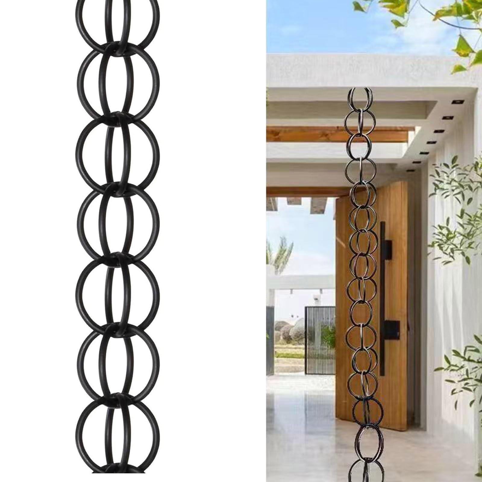 UZAMIRLEX Rain Chain, Rain Chain Aluminum With Gutter Adapter Downspout Substitute Multiple Sizes(2.4m/8ft)