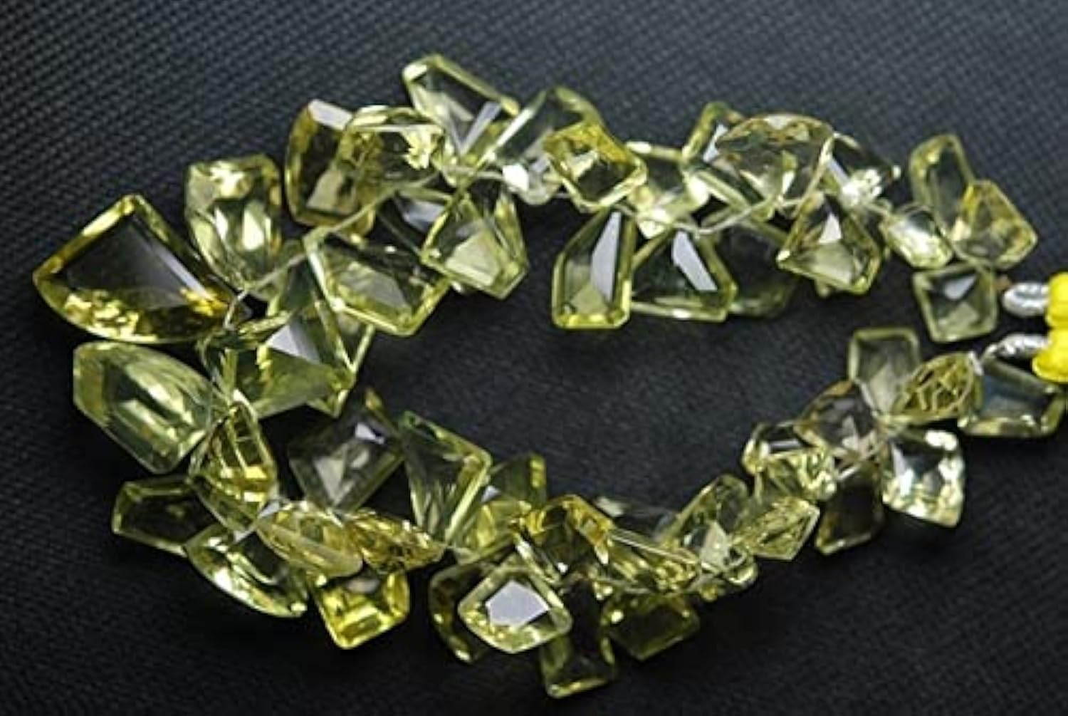 Quartz Citron vert facetté AAA en perles de haute joaillerie pour création haut de gamme LKBEADS