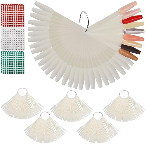 300 palitos de muestra de uñas con anillo, esmalte de uñas natural en forma de abanico para muestras de colores, palos de práctica de uñas con