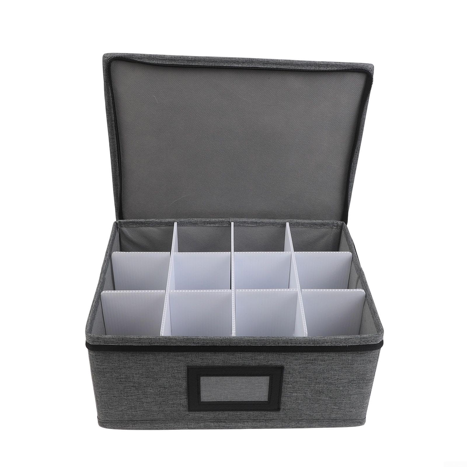 Whiskyglas-Aufbewahrungsbox mit 12 Trennwänden, Oxford-Stoff, Weinglas-Organizer mit Griffen, schützende Hartschalenträger für Glen Cain Gläser, Grau