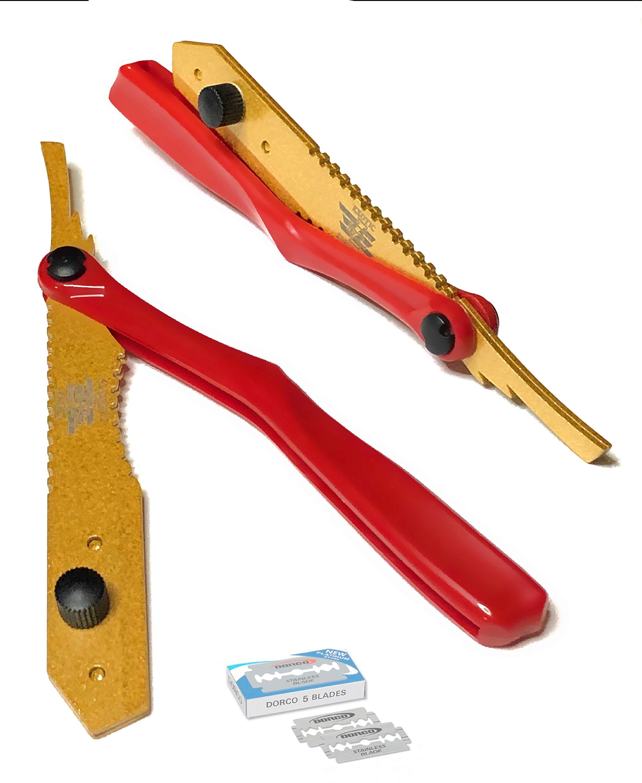 Red and Gold Unique Design Men's Straight Edge Razor Hair, Mustache, and Eyebrows Cutting Folding Razor Light- Weight Easy to Use