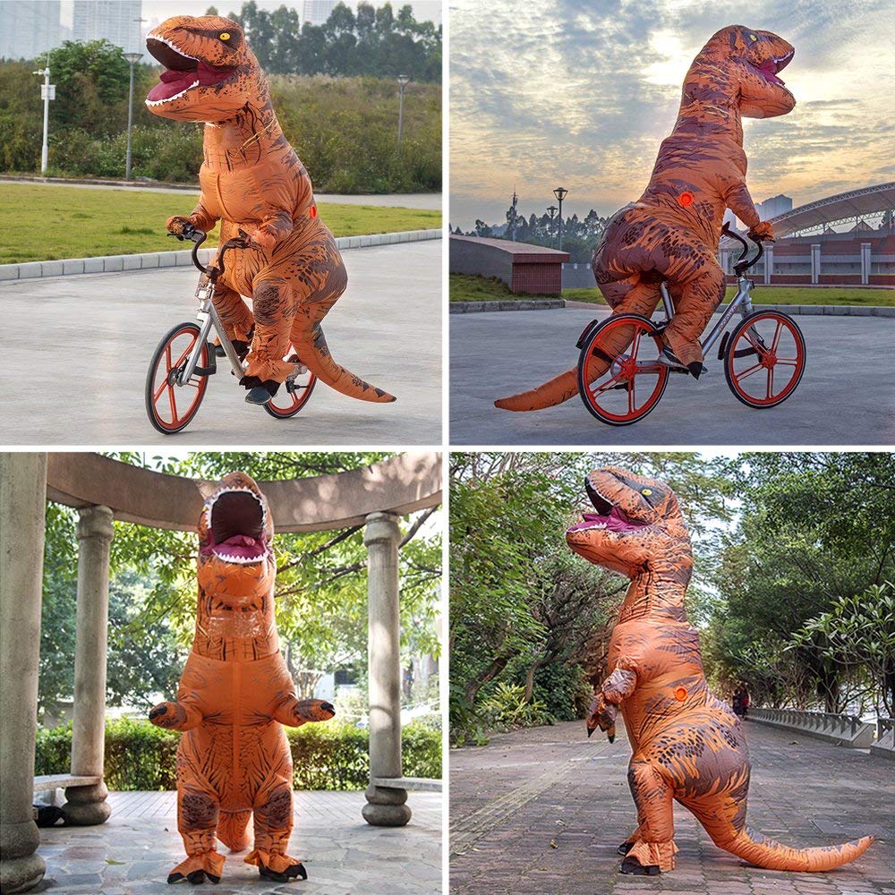 RHYTHMARTS Nadmuchiwany kostium dinozaura dla dorosłych, kostium dinozaura, nadmuchiwany kostium T-Rex, przebranie dla dorosłych