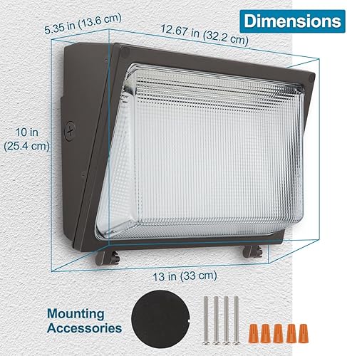 Miniatura 5 de 100W LED Wall Pack Light with Photocell, 100W80W60W Switchable, 5000K Daylight 120-277V IP65, Dusk to Dawn Outdoor Lighting Fixture, Exterior Wall
