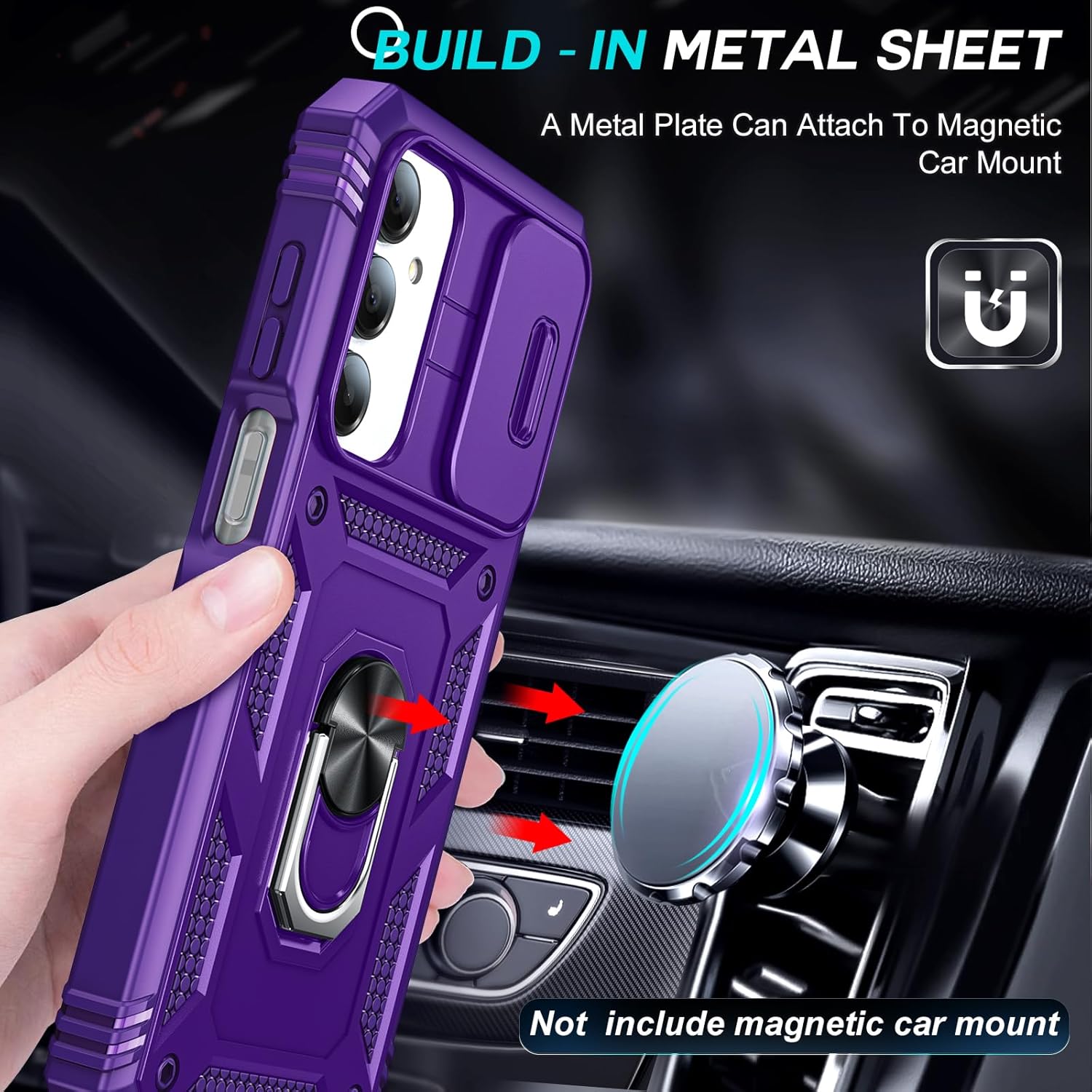 LeYi Samsung Galaxy A16 5G case with built-in metal sheet for magnetic car mount