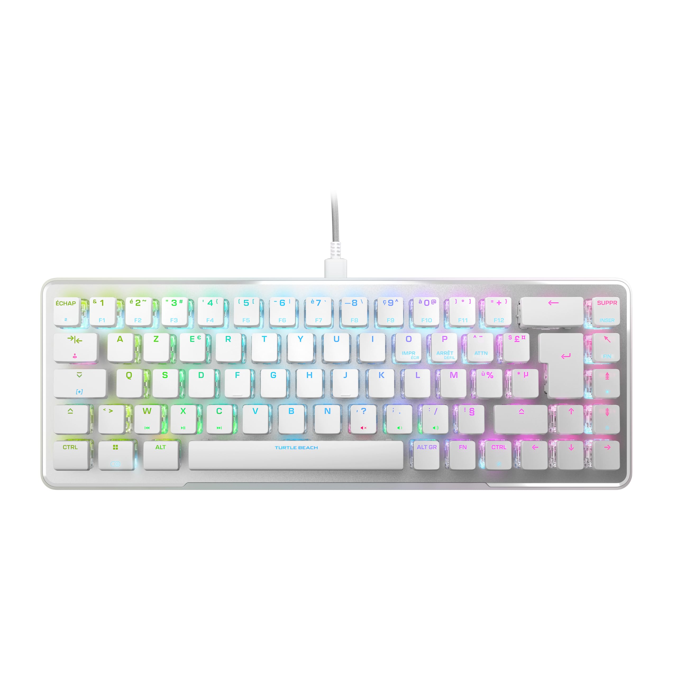 Turtle Beach Vulcan II Mini – Clavier Gaming Optique 65% avec éclairage RGB Personnalisable, Technologie de Duplication de Boutons, Plaque en Aluminium - Blanc