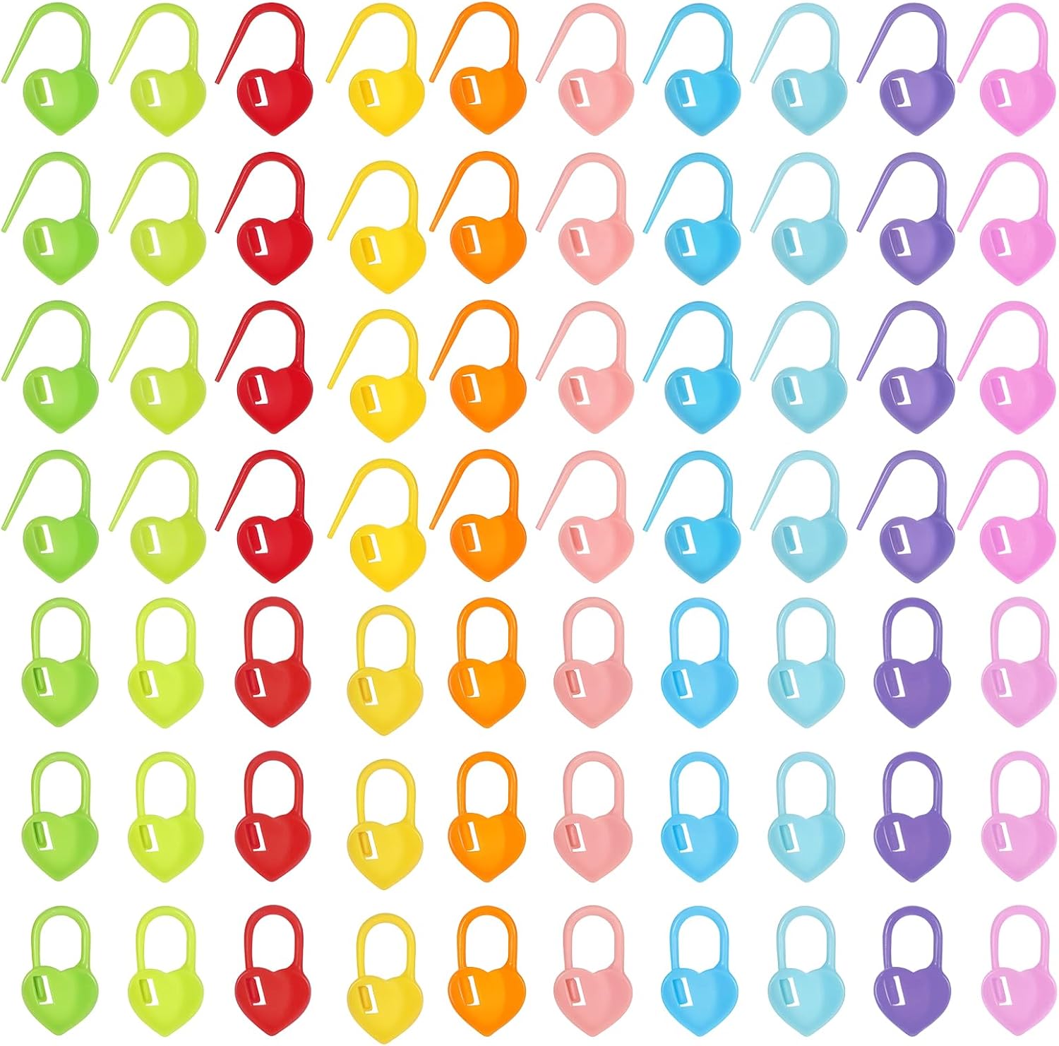 100 Pcs Crochet Stitch Markers Plastic Knitting Stitch Markers Heart Locking Stitch Marker Colorful Crochet Stitch Markers for Knitting Crocheting DIY Craft Project