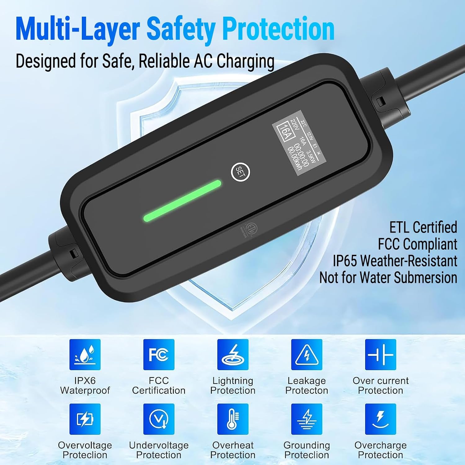 Level 2 EV Charger with NEMA 10-30 Plug