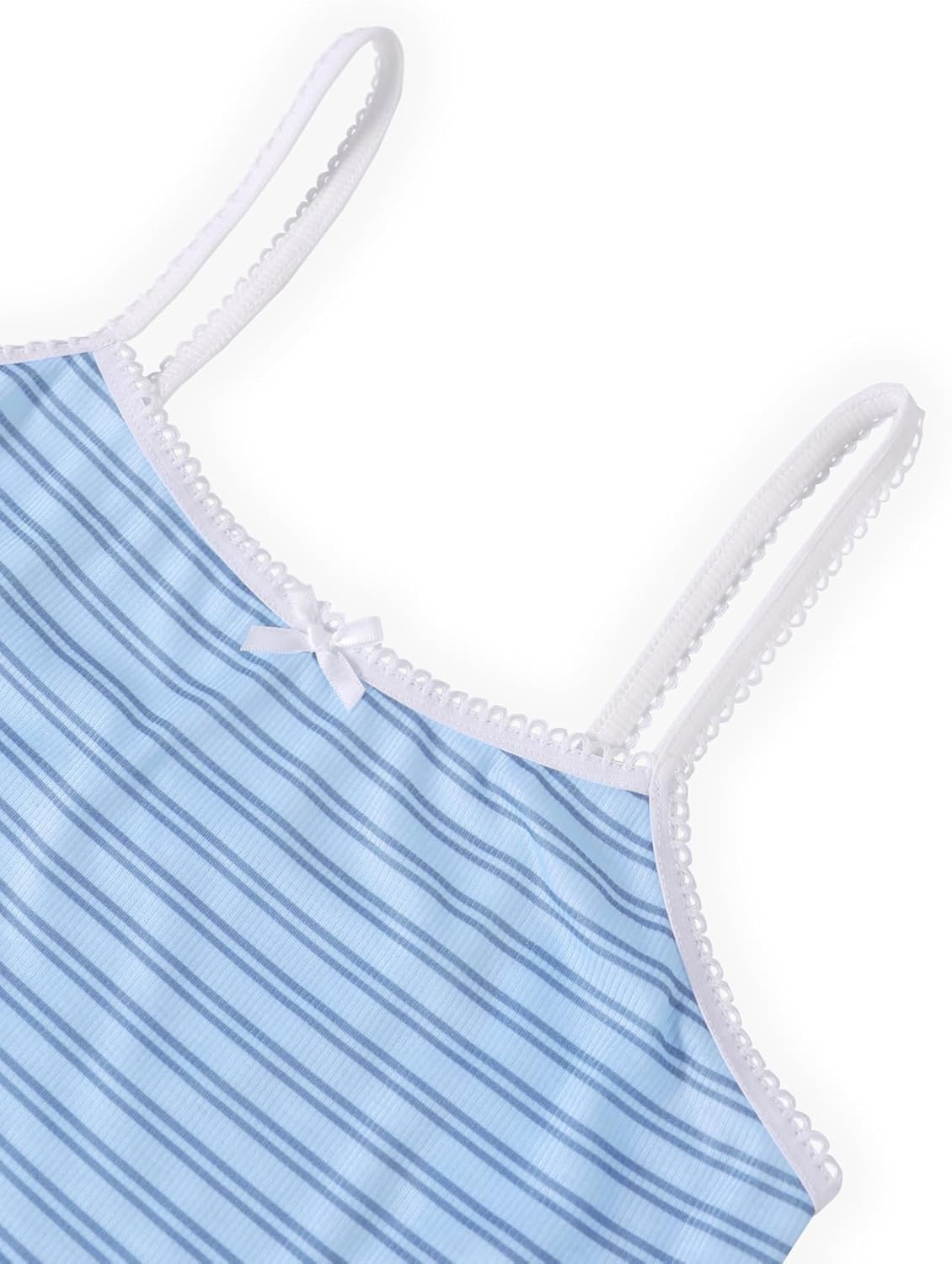 Hilinker Womens Sexy Striped Pajama Set Ribbed Lace Crop Cami Top and Shorts Sleepwear Summer Cute Pjs - Image 6