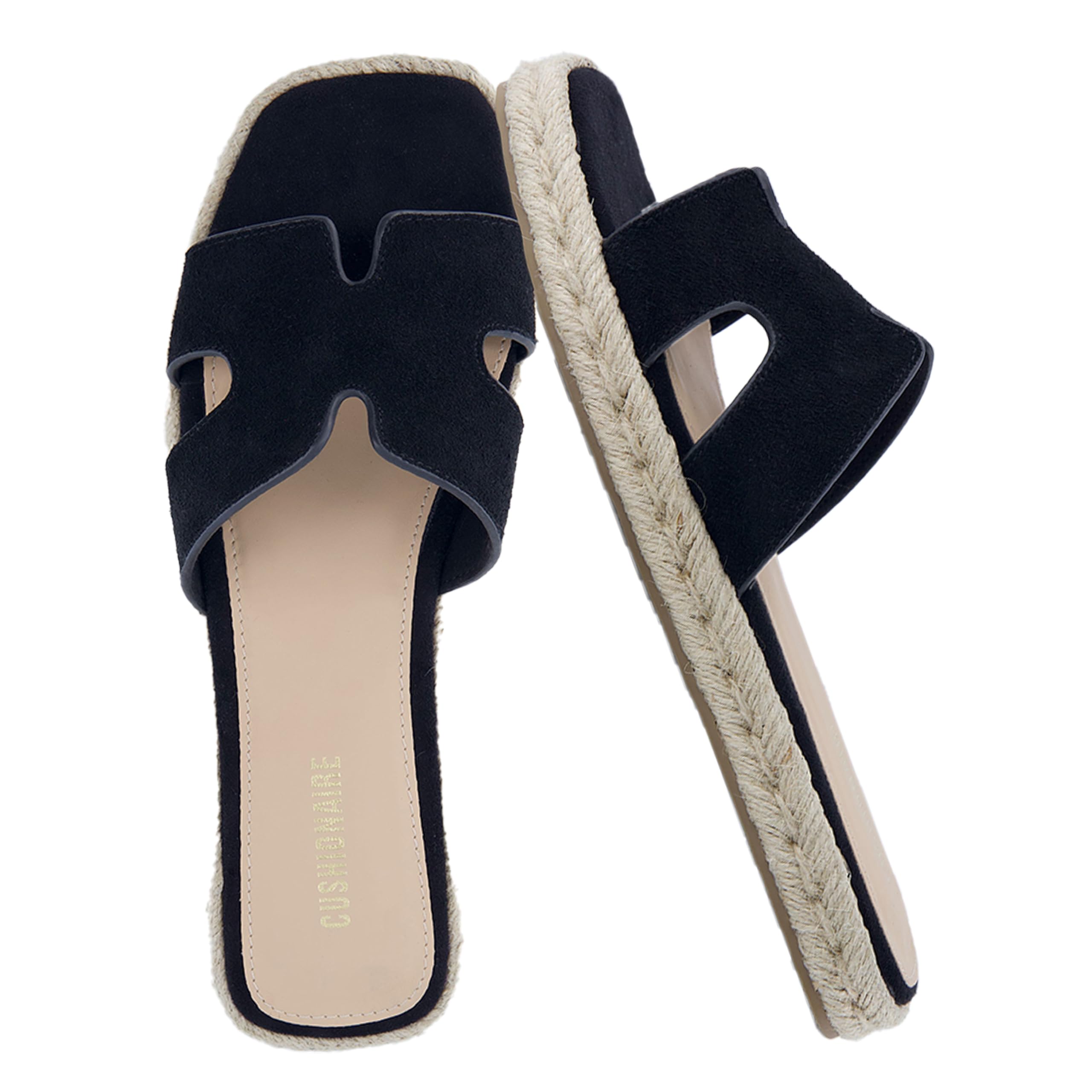 CUSHIONAIRE Avocado Women’s Espadrille Slide Sandal – Suede Cutout Upper with Jute-Wrapped Platform & Cushioned Footbed