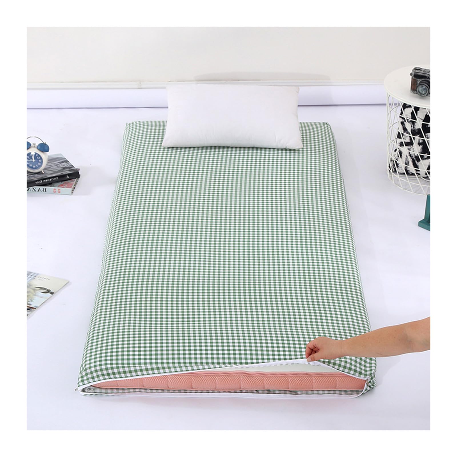 Wygodny japoński futon, pokrowiec na materac, jednolity kolor, pyłoszczelny, ochraniacz na materac podłogowy, 120 x 200 cm, idealny do domu i podróży, łatwy do czyszczenia