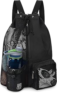 Swim Bag Mesh Drawstring Backpack with Wet Pocket Beach Backpack for Swimming