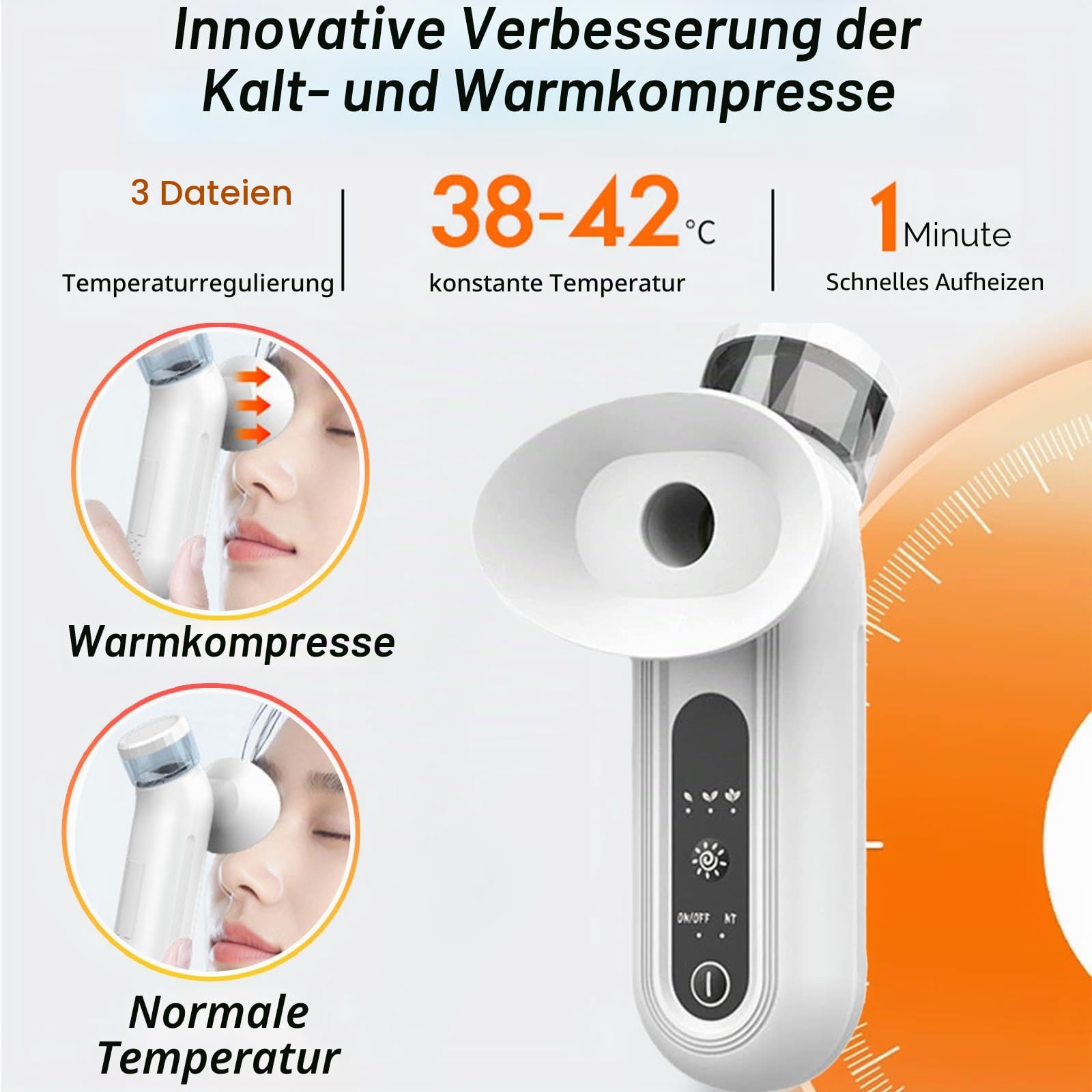 Nano Spray, Gesichtsdampfer, Augennebel-Dampfsprüher Face Steamer, Nano Eye Mist Steam Sprayer, Nano-Luftbefeuchter Für Trockene Augen, Tragbares Augenschutz-Pflegegerät, Warme Kompresse Feuchte Wärme