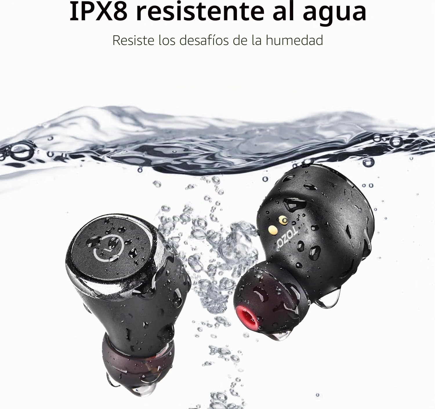 TOZO T10 Auriculares Inalámbricos Bluetooth 5.3 con Control Táctil ORIGX Acústico EQ Ajuste 45H Reproducción Soporta Carga Inalámbrica y USB Tipo C IPX8 Negro