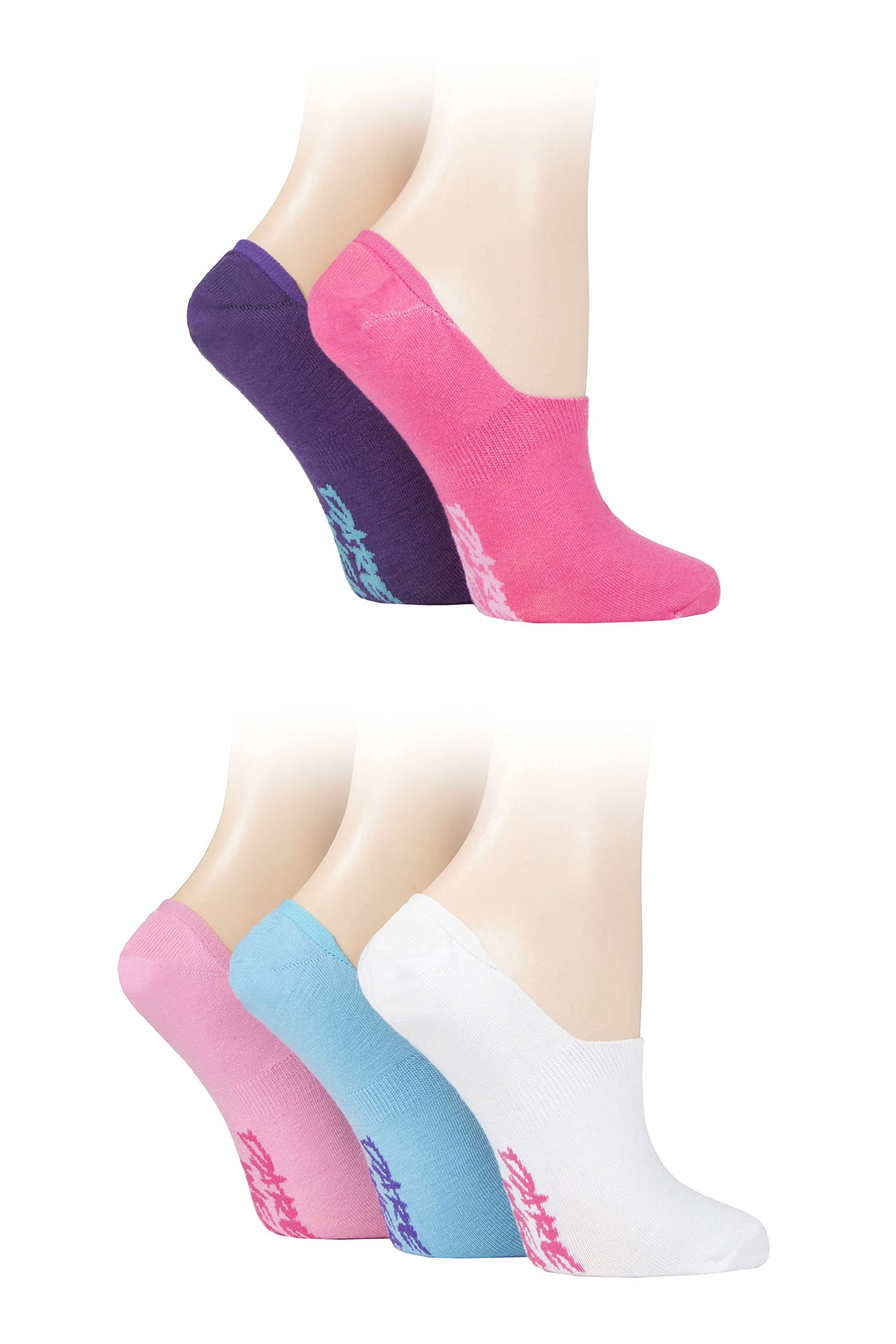SockShop Dare to Wear Ladies No Show Socks Pack of 5 Pastel 4-8