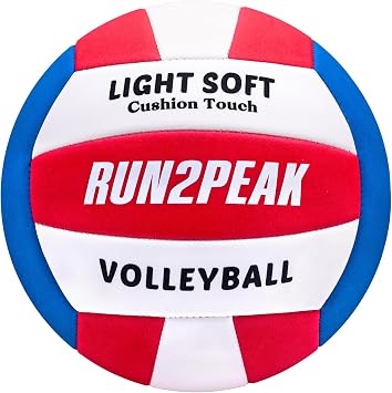 RUN2PEAK Light Soft Beginner Volleyball - Lightweight EVA Soft Foam Composite Cover Training Ball, Official Size 5 - Gentle on Arms, Safe for Indoor Play, Youth Practice, or Recreational Games