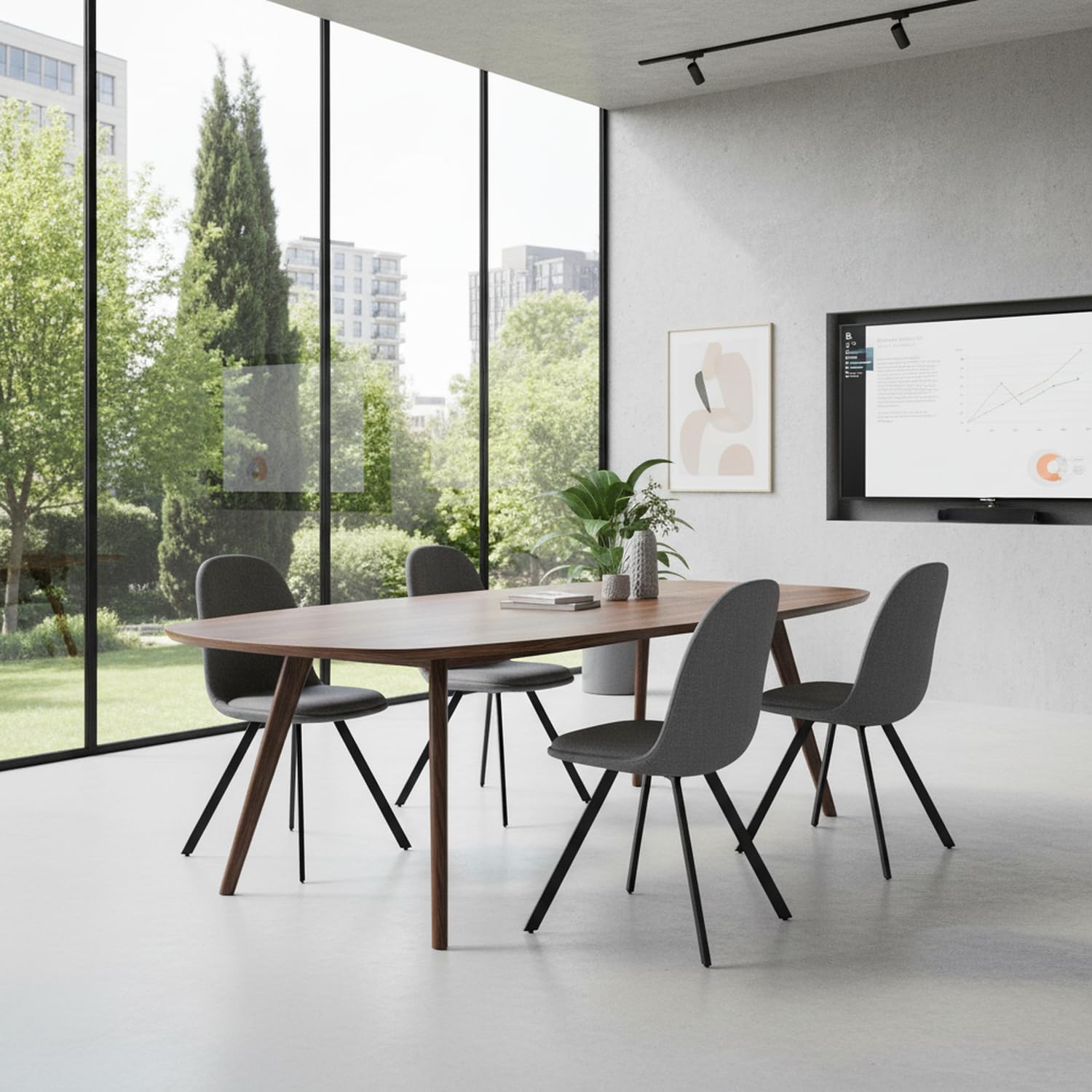 HOMYLIN Lot de 4 chaises de Salle de réunion, Design Minimaliste, chaises pivotantes ergonomiques avec Pieds en métal, idéales pour Le Bureau, Gris