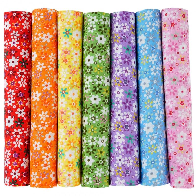 Lot de 7 tissus en coton, 50 x 50 cm, pour couture, patchwork, bricolage, vendu au mètre, chutes de tissus pour vêtements, linge de lit, rideaux, nappes -...