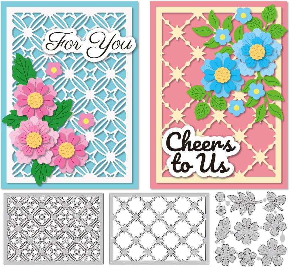 Diamond Frame Cutting Dies Background Flowers Card Making Die Stencil Carbon Steel Die Cuts Card Scrapbooking Embossing Template Dies for Greeting Cards Paper Craft Album Invitation Decor