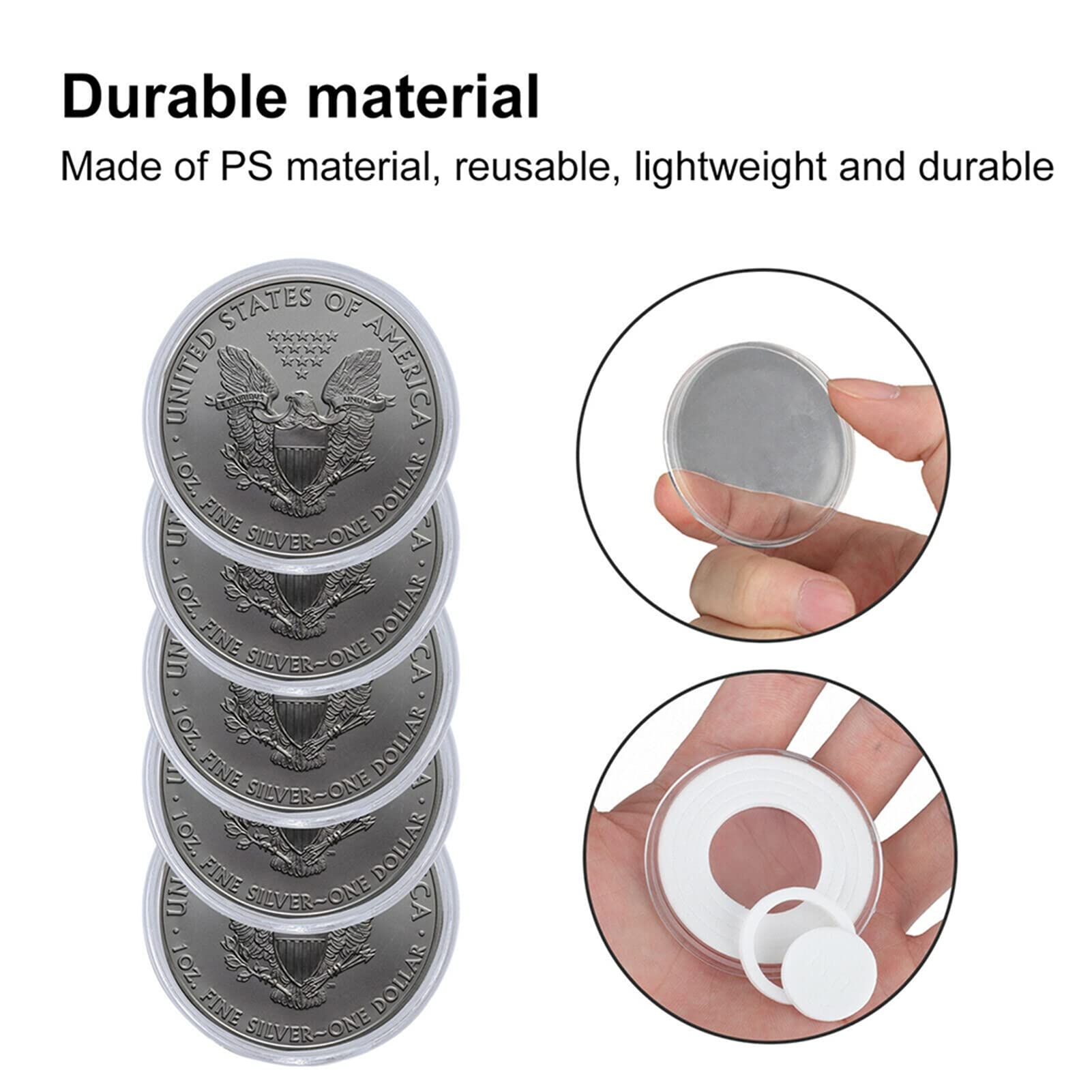 tinysiry Cápsulas Transparentes para Monedas, portamonedas Redondas de plástico de 46 mm con Caja de Monedas con Junta Ajustable para Suministros de colección de Monedas, colección de Monedas 200
