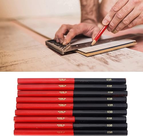 Miniatura 3 de Lápices de construcción, 10 Uds. Lápices de carpintero duro, rojo, azul, 2 núcleos, hexágono, 2 cabezas, bricolaje, carpintería, marcador,