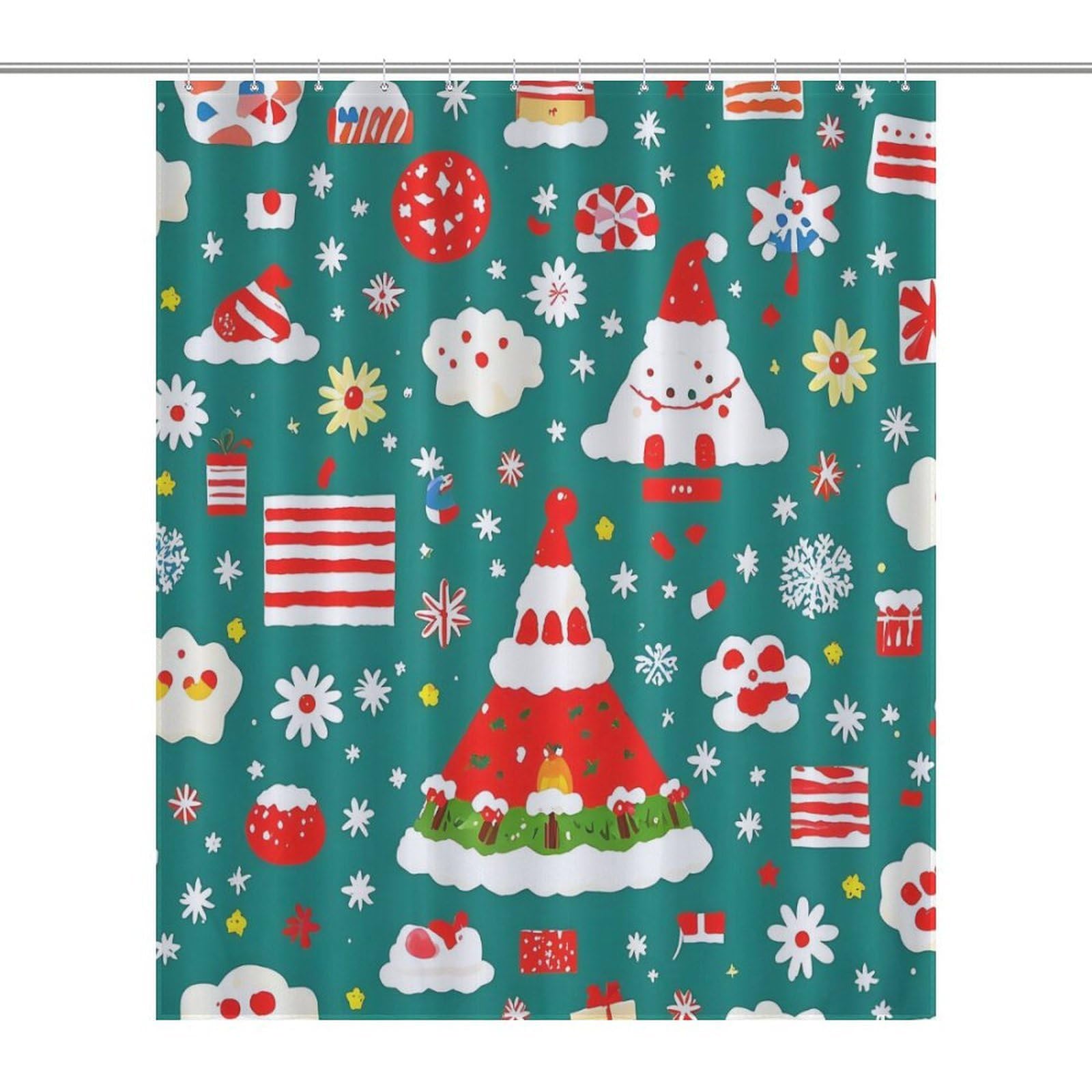 Rideau de douche imperméable anti-moisissure lavable motif Noël