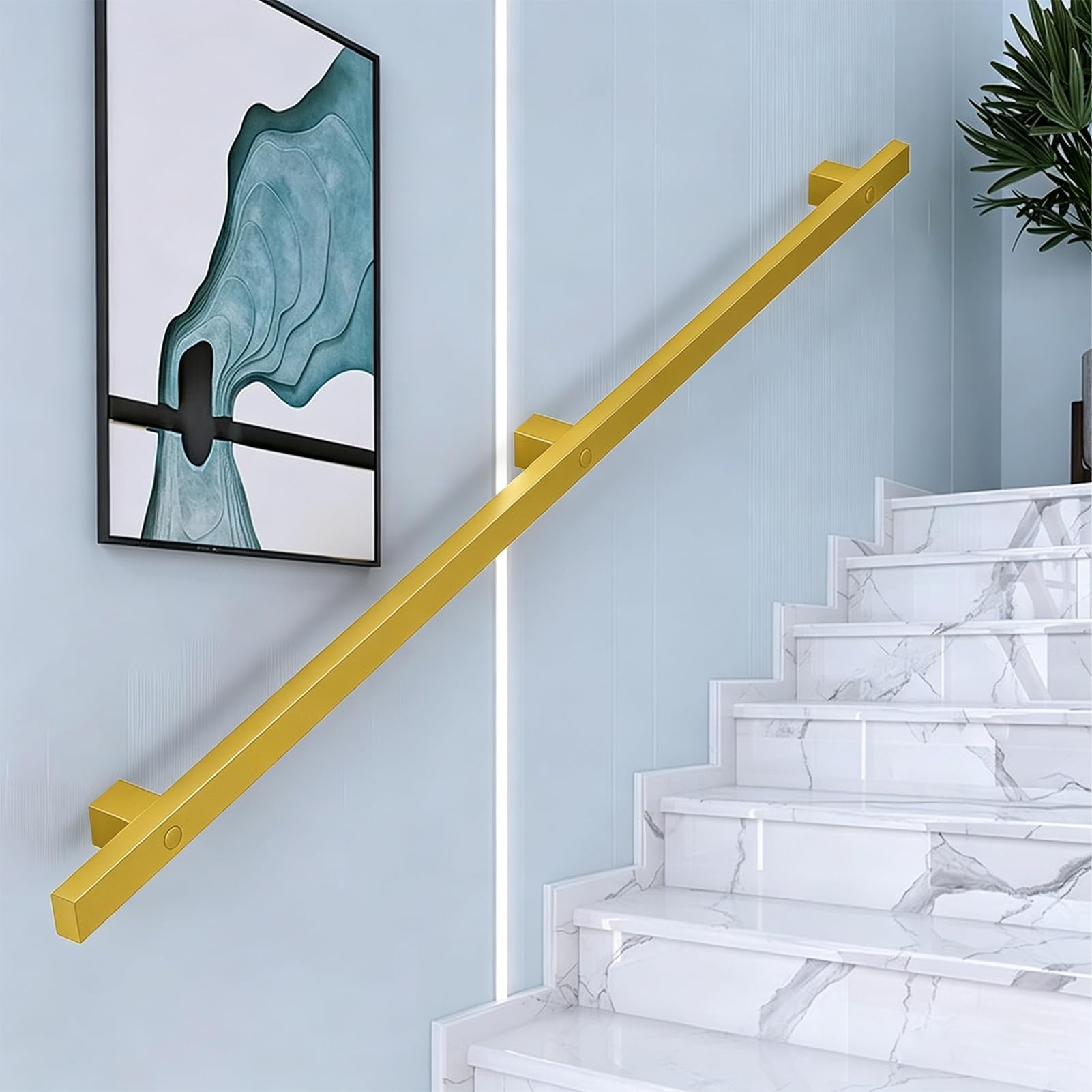 Handrails for Stairs, 1M 2M 3M 4M 5M 6M Stair Railing for Indoor Outdoor, Safety Wall Mounted Hand Rails Non-Slip Galvanized Iron Industrial Banister Handrail(10ft/300cm)