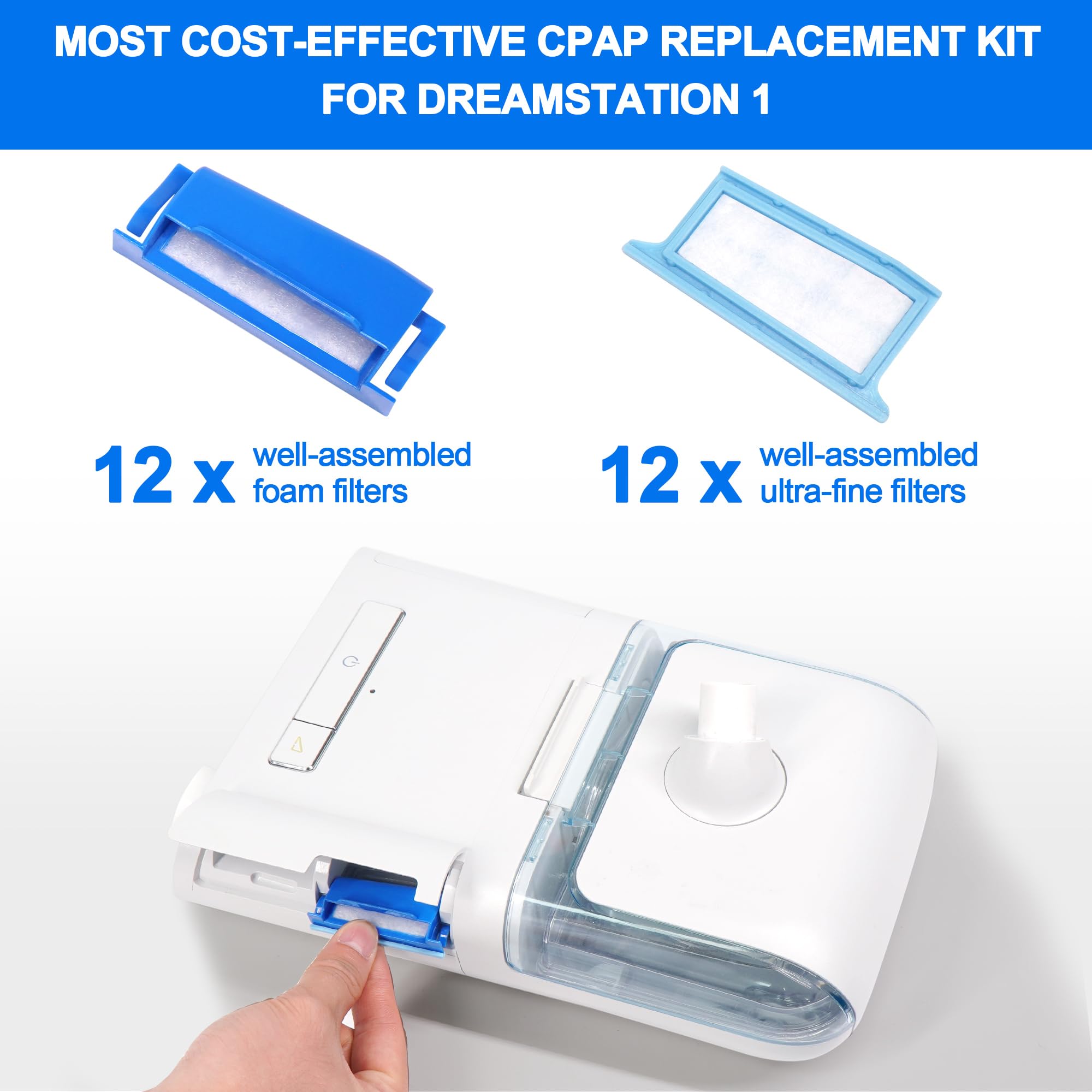 24PCS Filter kompatibel mit Dream Station 1, enthält 12 vormontierte Pollenfilter und 12 Ultrafeinfilter, Ersatz-CPAP-Filter bereitgestellt von BlessEase