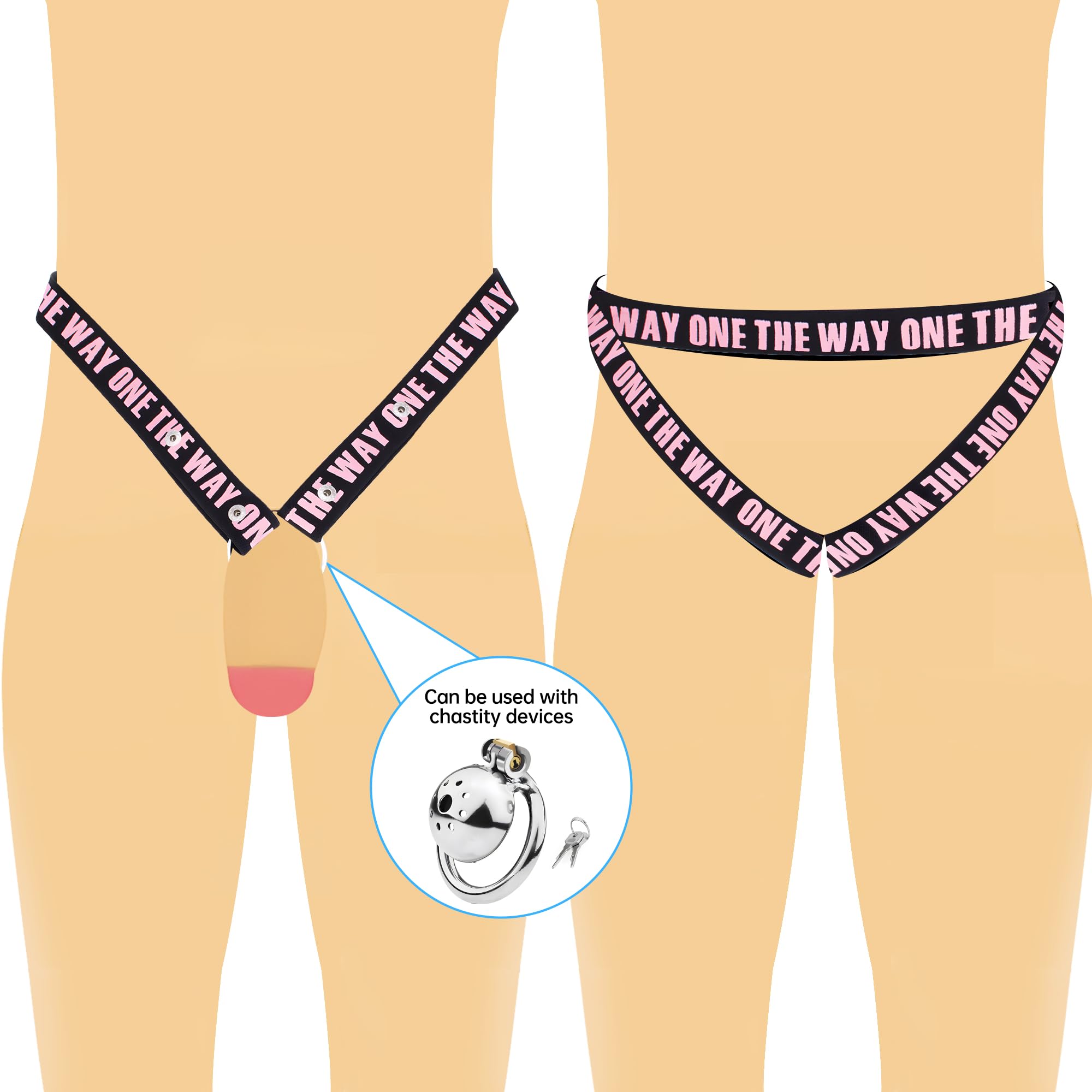 BEWISH Chastity Belt Male Chastity Device Chastity Cage Fixed Auxiliary Belt Cage Strap Men's Ring Elastic Anti-Fall Band ()