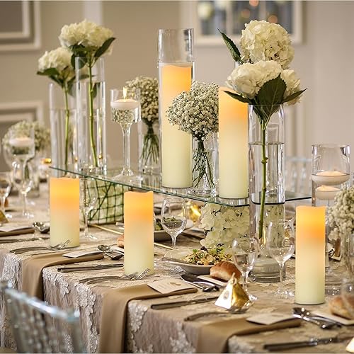 Miniatura 7 de Velas sin llama paquete de 3 velas LED parpadeantes H4 de 5 pulgadas 6 pulgadas D3.15 con pilar de cera real con control remoto de 10 teclas y