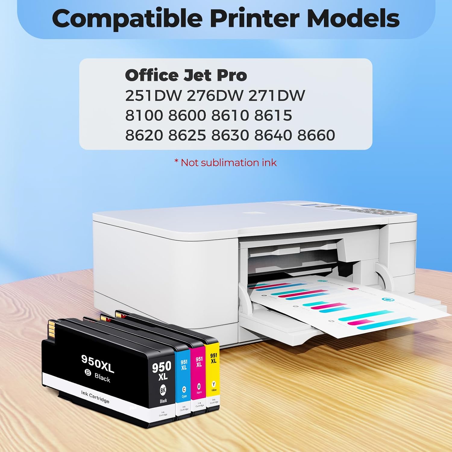950XL 951XL Ink Cartridges 8600 8610 8100 High Yield Ink Compatible for HP 951 Ink Cartridges 950 XL 951 XL Works with Office Jet Pro 8600 8610 8615 8620 8625 8100 8630 8660 276DW 251DW, 4-Pack image 2