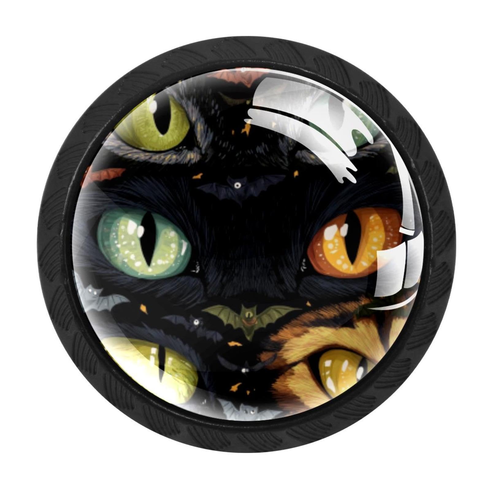 CHENZZZZ 4 Pieces Halloween Eyes Cats Bats Kitchen Cabinet Knobs Drawer Knobs Dresser Knobs Black Knobs Drawer Pulls Dresser Drawer Handles Knobs for Dresser Drawers