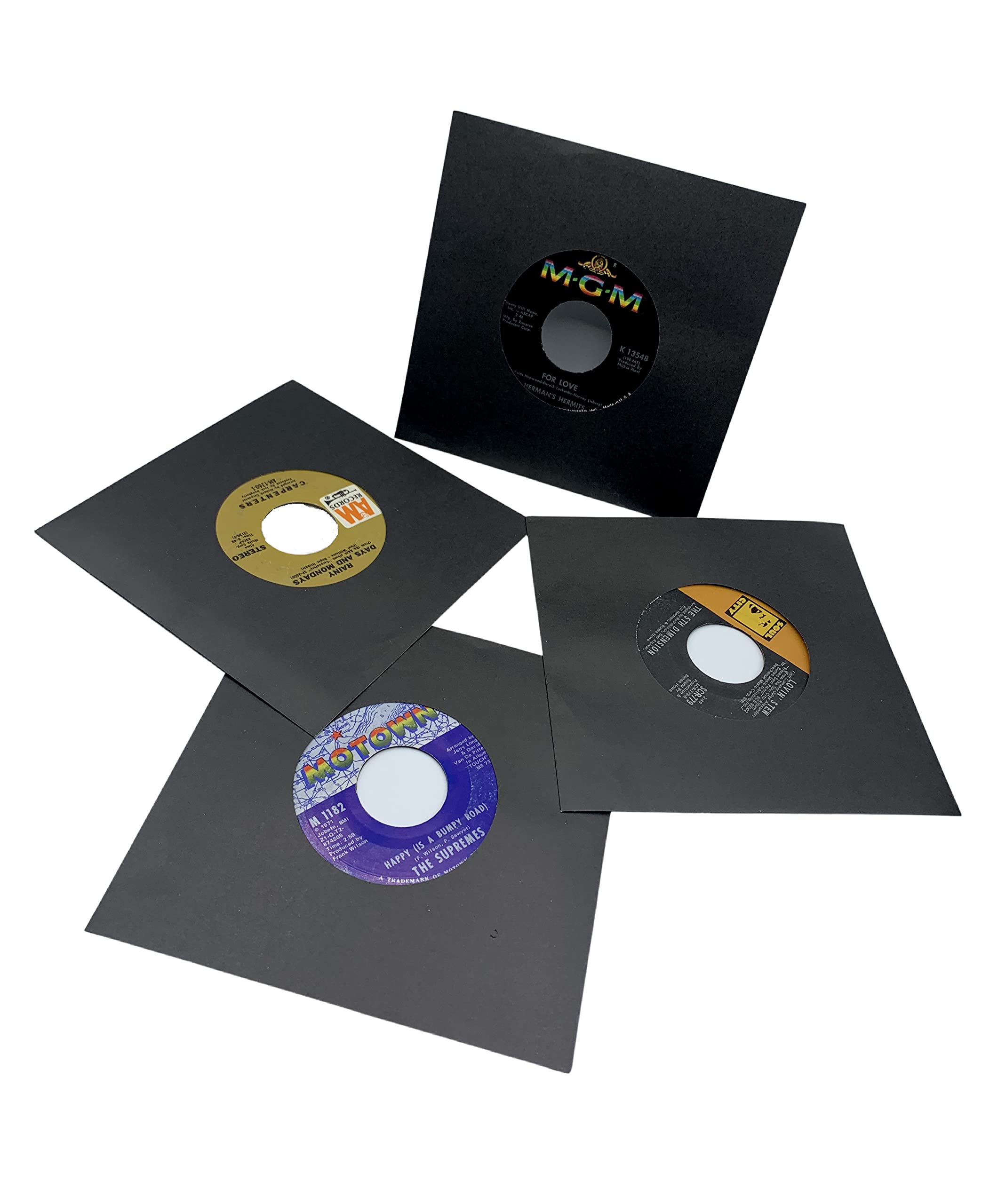 Fundas de vinilo para discos de 45 rpm, 7 pulgadas, protección sin ácidos, color negro, para discos individuales, paquete de 50