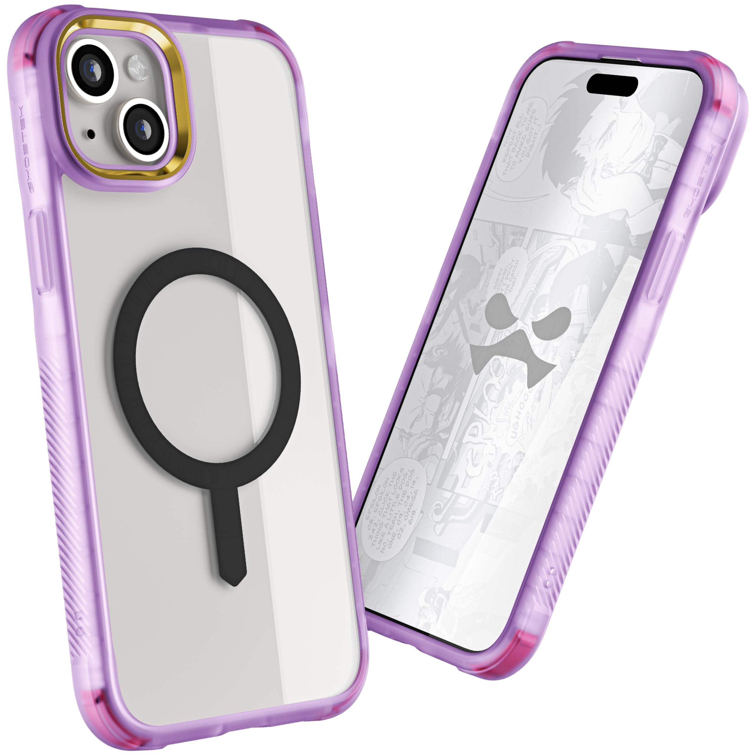 Ghostek Covert Custodia magnetica per iPhone 15 Plus, trasparente, compatibile con accessori MagSafe, protezione antiurto dalle cadute, cover trasparente per telefono (6,7 pollici, viola)