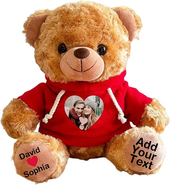Personalized Bear Stuffed Animal with Picture Text Date