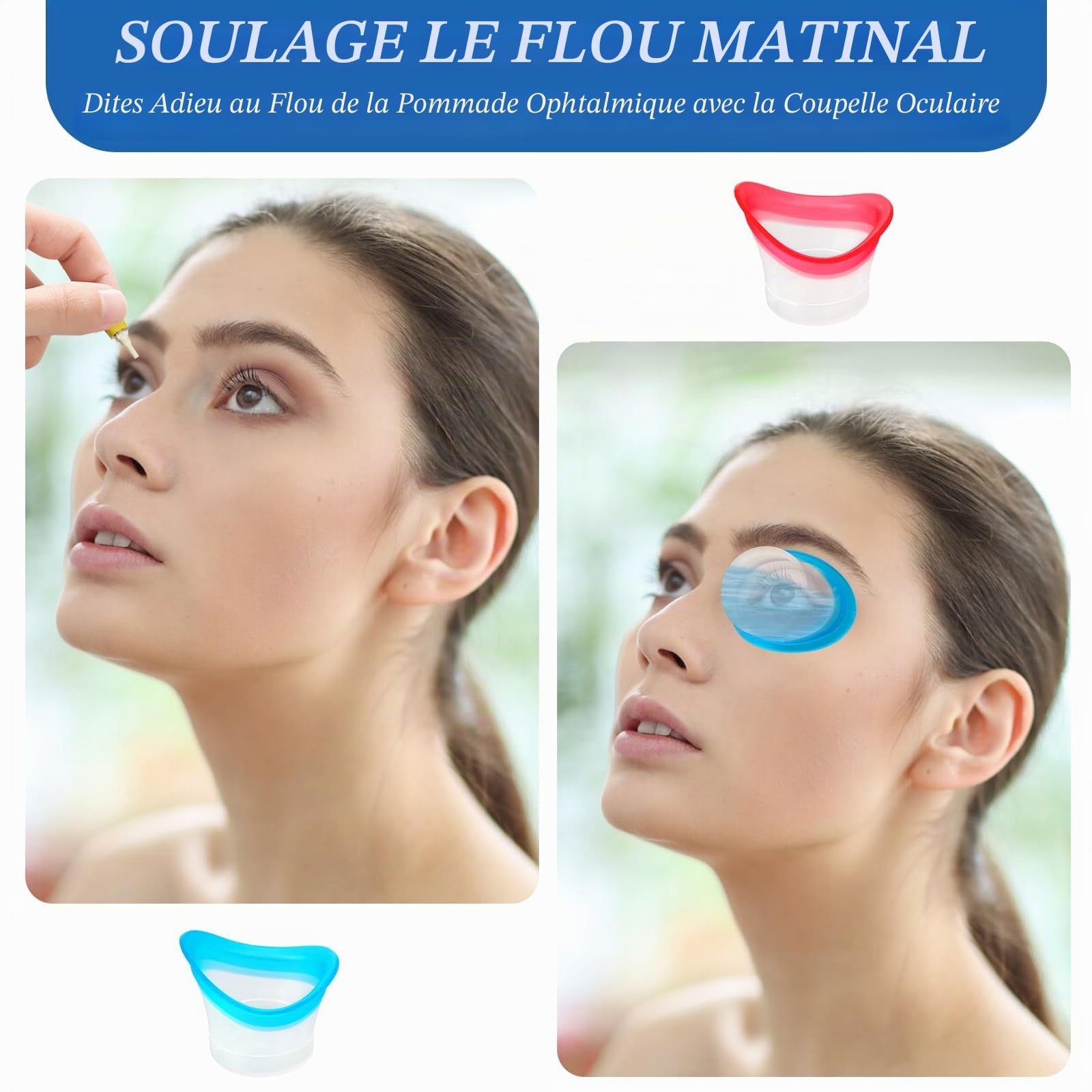 Lot de 4 tasses de bain en silicone de 10 ml pour oeil - Douces - Réutilisables - Baignoire portable - Nettoyage - Outil pour oeil - Pour apaiser la fatigue, rose, bleu