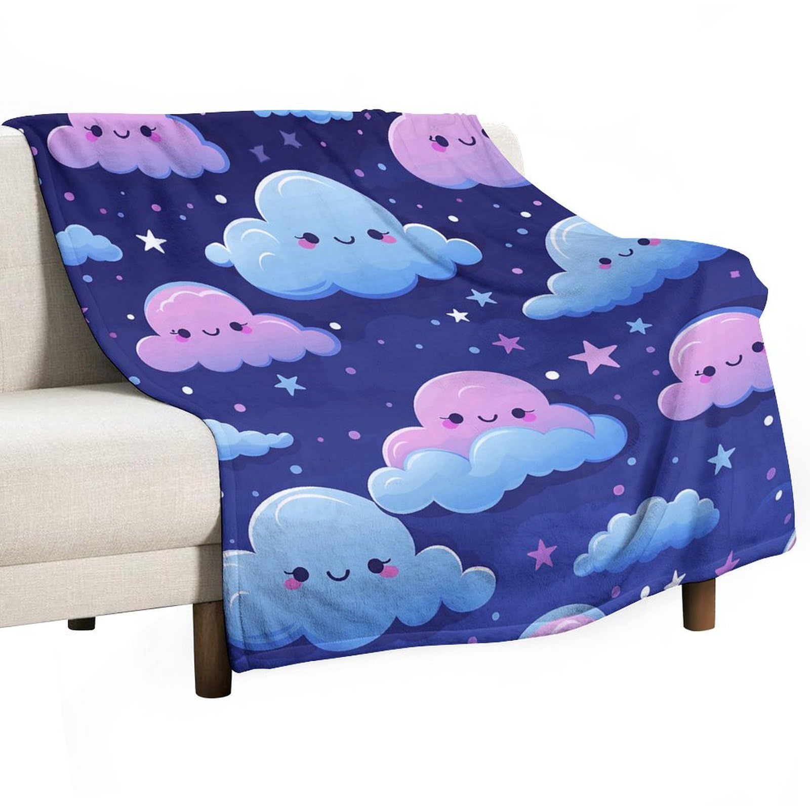 Couverture flanelle grand lit plaid etoiles pour deco canape salon cocooning