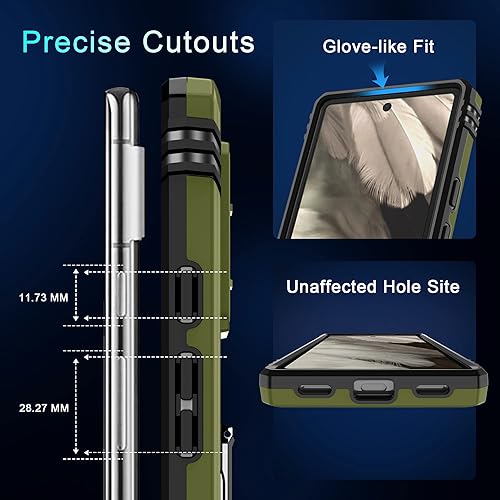 Miniatura 6 de DEERLAMN Funda para Google Pixel 7a con Cubierta Deslizante para Cámara + Protector de Pantalla (2 Paquetes), Soporte de Anillo Giratorio Funda