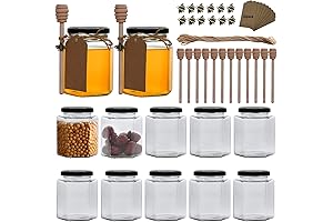 16 oz Hexagon Glass Honey Jars