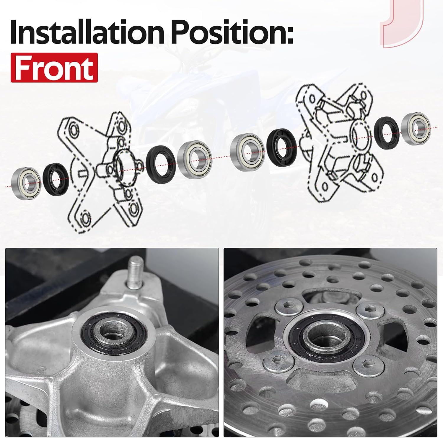 JAVIK Front Wheel Bearings Seals Kit for Yamaha Raptor 700 660 350 250 125 Banshee 350 Warrior 350 YFZ450 Bear Tracker 250 Big Bear 250 Bruin 250 Blaster 200
