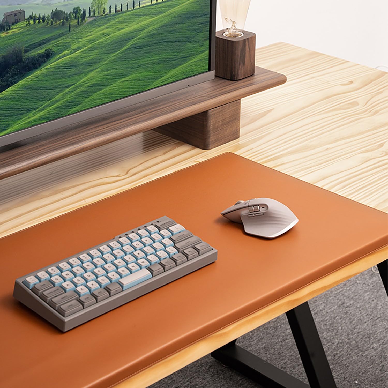 Sottomano da scrivania in pelle, Tappetino per mouse da ufficio per laptop, Sottomano antiscivolo in pelle PU, Tappetino da scrivania impermeabile per ufficio e casa(Green,60x30cm)