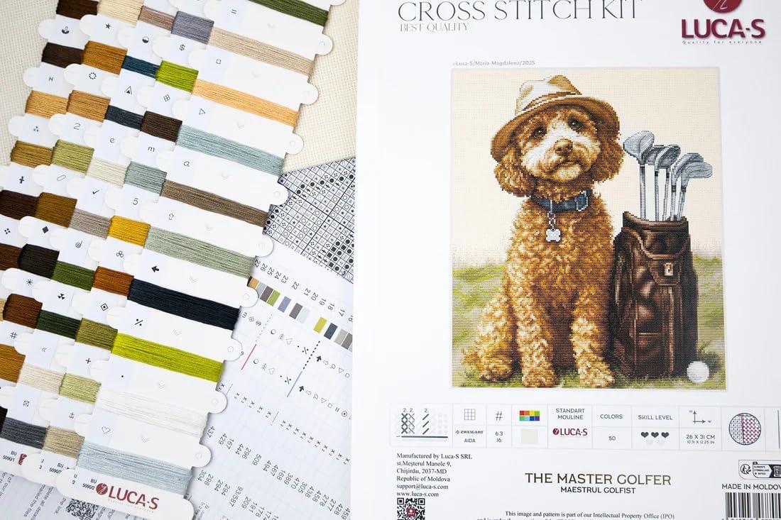 Luca-S Cross Stitch Kit The Master Golfer, BU5090, Counted Cross Stitch Kit for Adults, Needlecraft and Embroidery Kit
