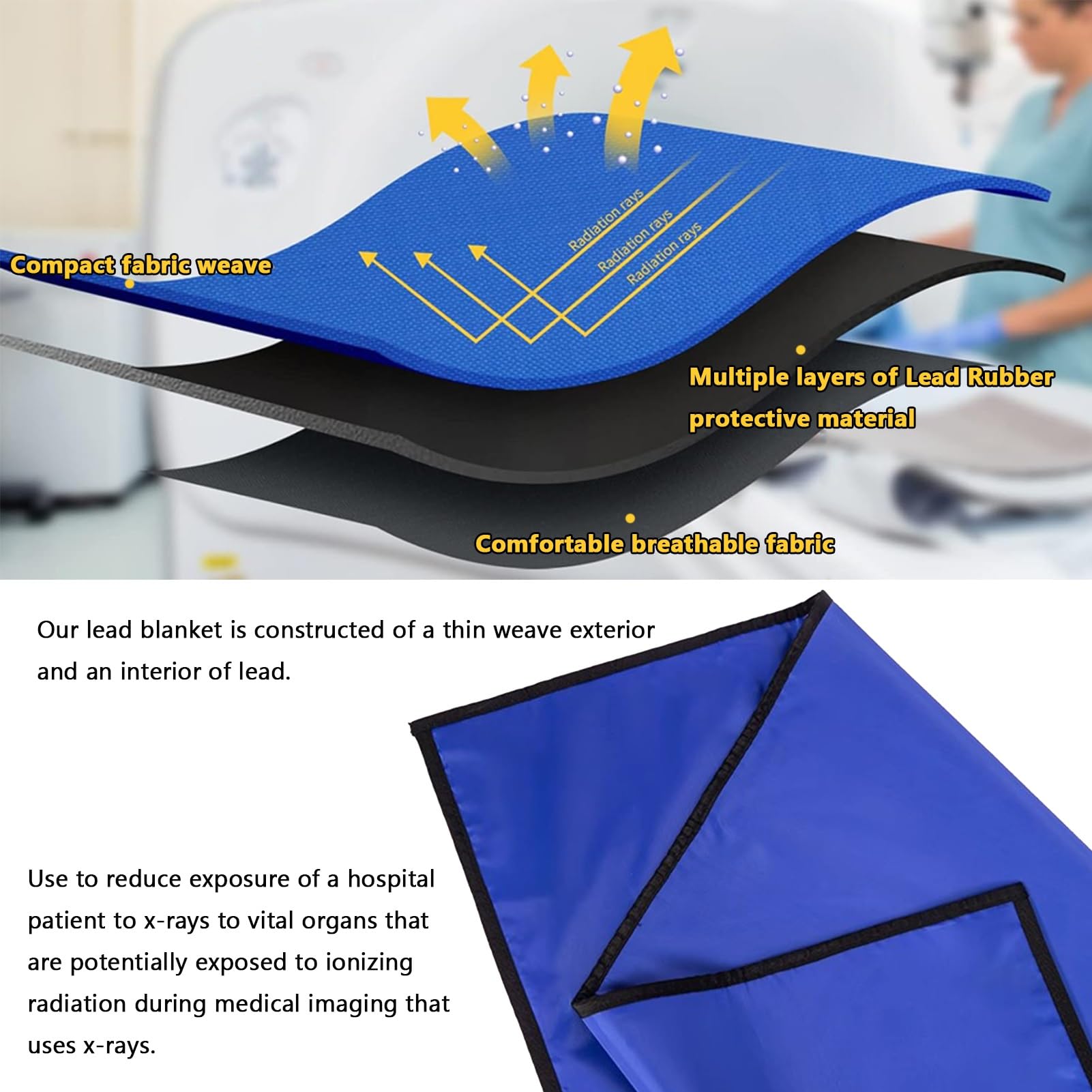 Delantal de Plomo Manta De Plomo For Protección Contra Rayos X, Equivalente A 0,35 Mmpb, Escudo De Protección Radiológica Ligero Y Suave, Cubierta De Plomo Ajustable For Máquina De Rayos X De Laborato