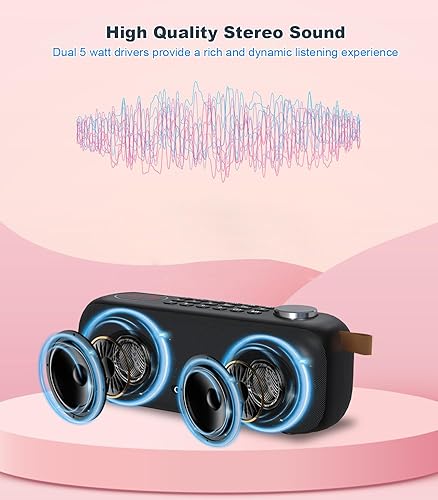 Miniatura 5 de Altavoz Bluetooth portátil con radio FM digital, compatible con tarjeta USBSD MP3 PlayAUXREC, batería recargable incorporada de 3000 mAh, altavoz de